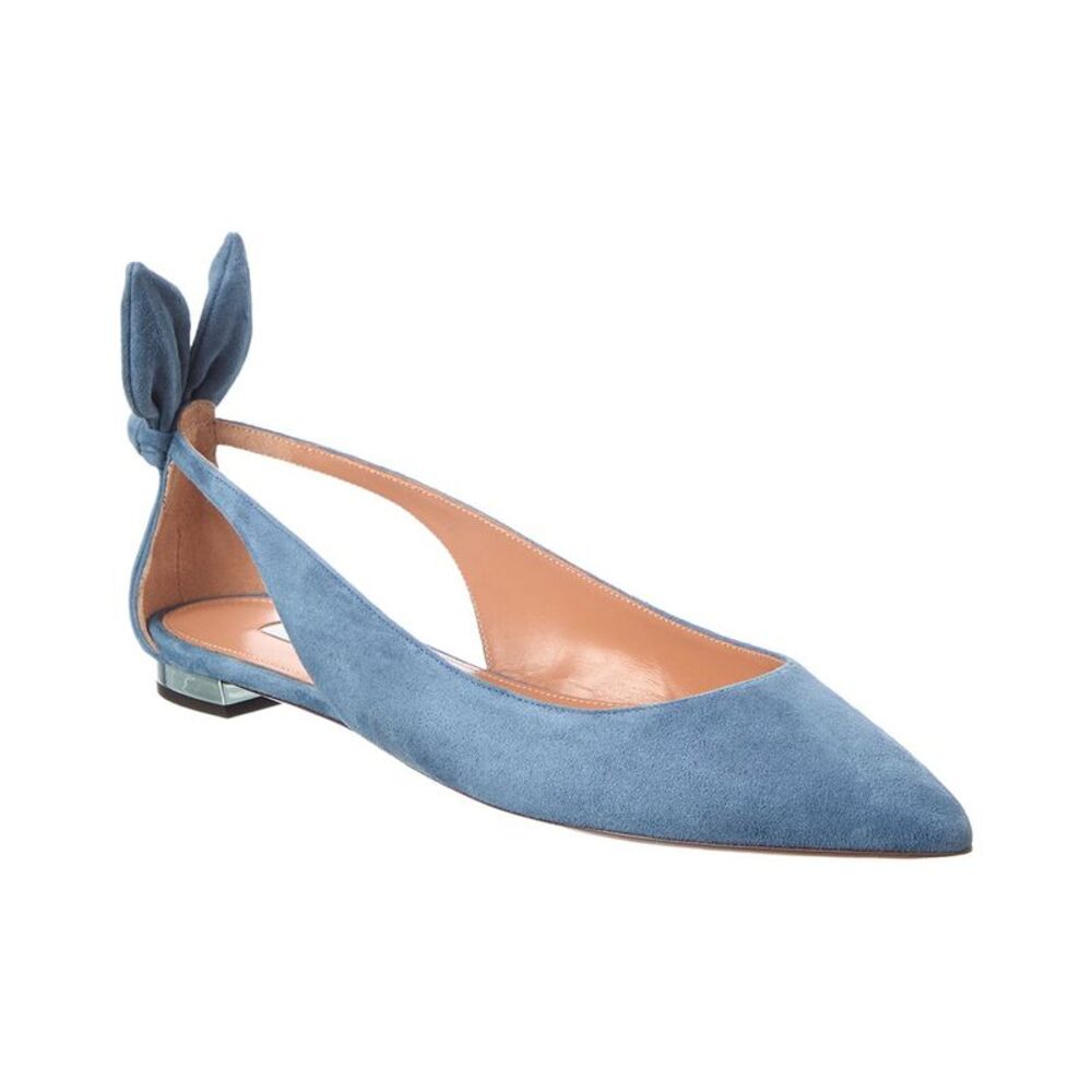 Aquazzura Bow Tie Suede Ballet Flat, Blue